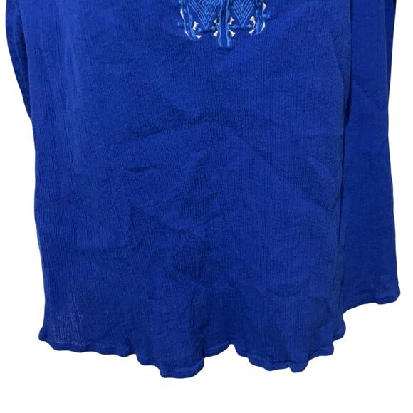 Catherines Womens Blouse Plus Size 2X Blue Relaxed Peasant Gauze Tassel Tie Neck - Picture 5 of 12